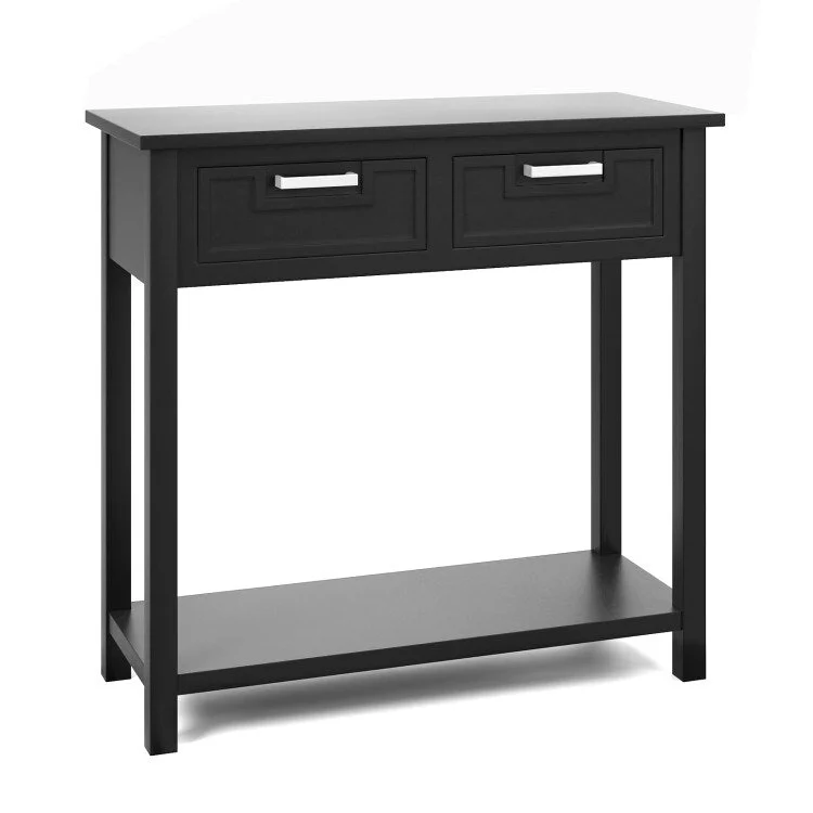 Narrow Console Table with Drawers and Open Storage Shelf - 31.5 L x 14 W x 32 H