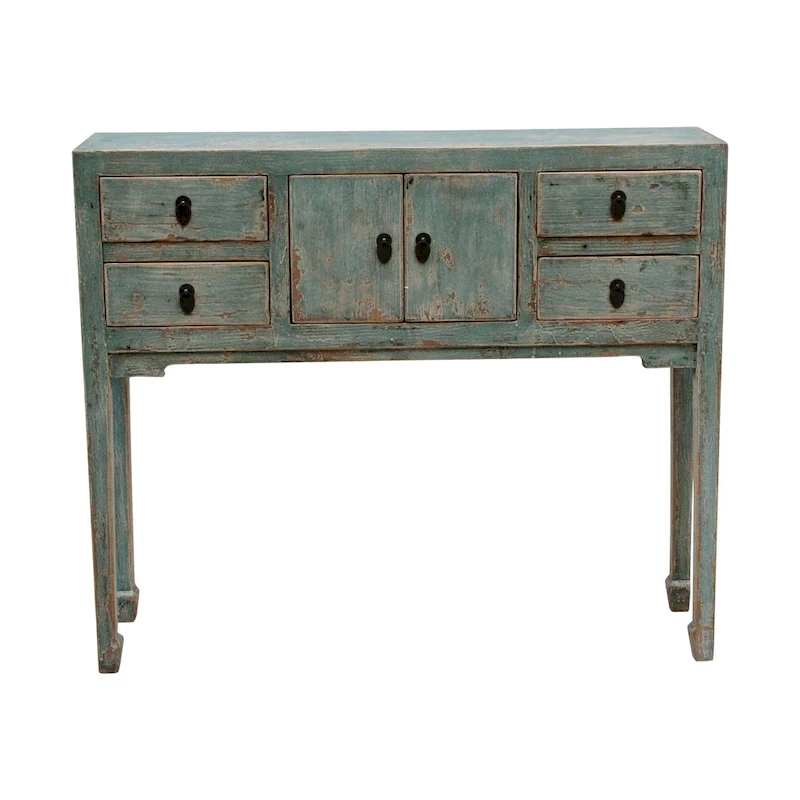 Artissance Console Table w/4 Drawers, 39 Long, Weathered Soft Aqua