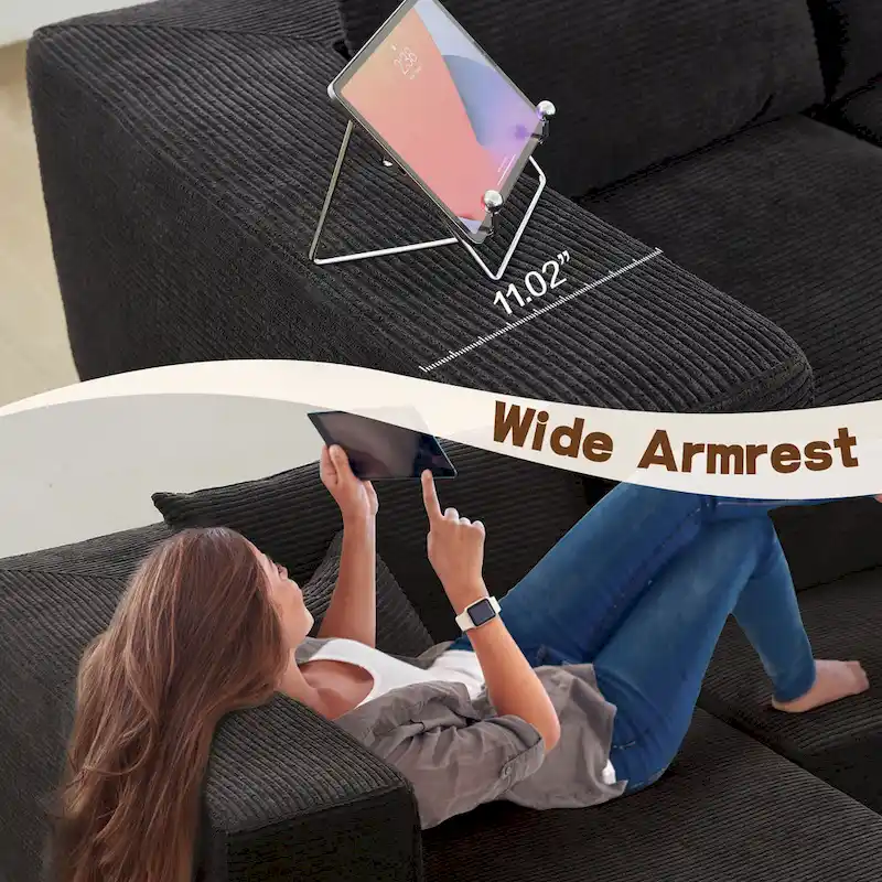 OVIOS Pit Stripes No Assembly Required Chaise Sofa