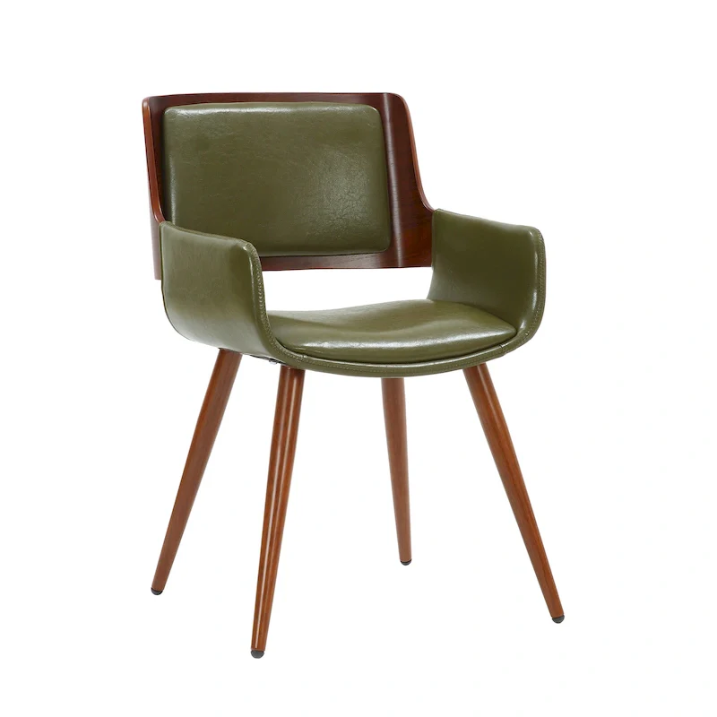 Faux Leather Mid-Century Dining Chair with Metal Legs