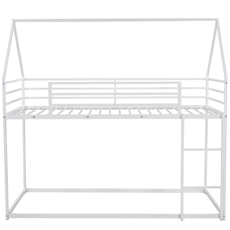 Twin-over-Twin House Bunk Bed with Built-in Ladder