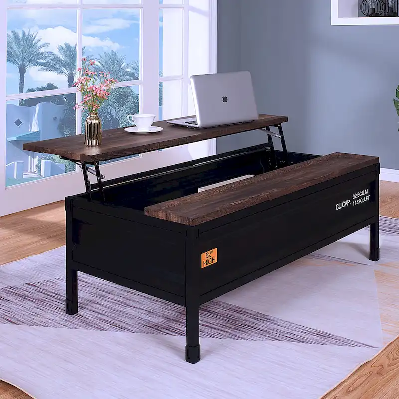 Orya Industrial Black 47-inch Steel Lift-Top Coffee Table by Furniture of America