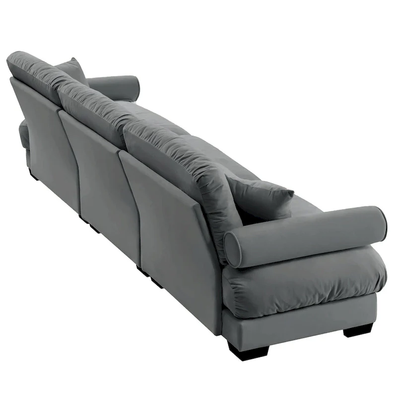 Modular Sectional Sofa - Velvet, 5-Seat, Cloud Cushion, Bolster Armrests, 130W, Configurable