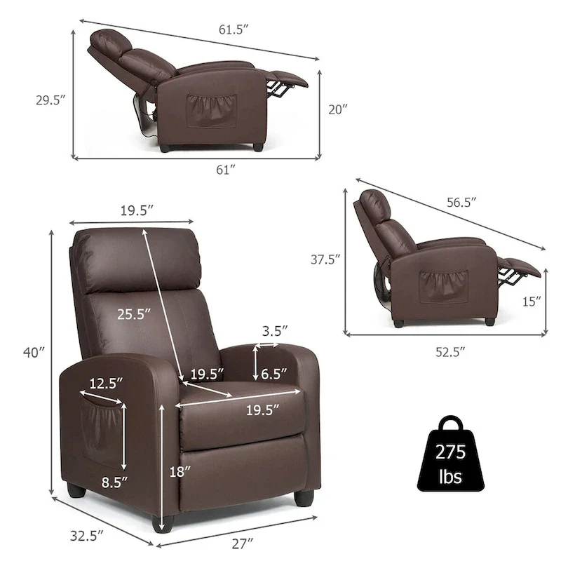Recliner Massage Chair, Ergonomic Adjustable Single Sofa with Padded