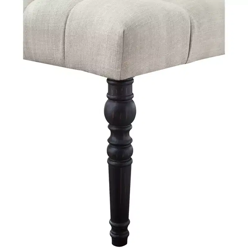 Roundhill Furniture Leviton Fabric Tufted Turned Leg Dining Bench, Beige