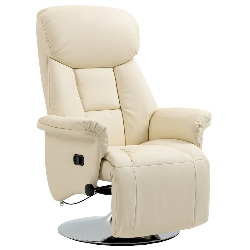 Recliner Chair for Adults, Adjustable Swivel Recliner with Footrest, Padded Arms, PU Leather Upholstery and Steel Base