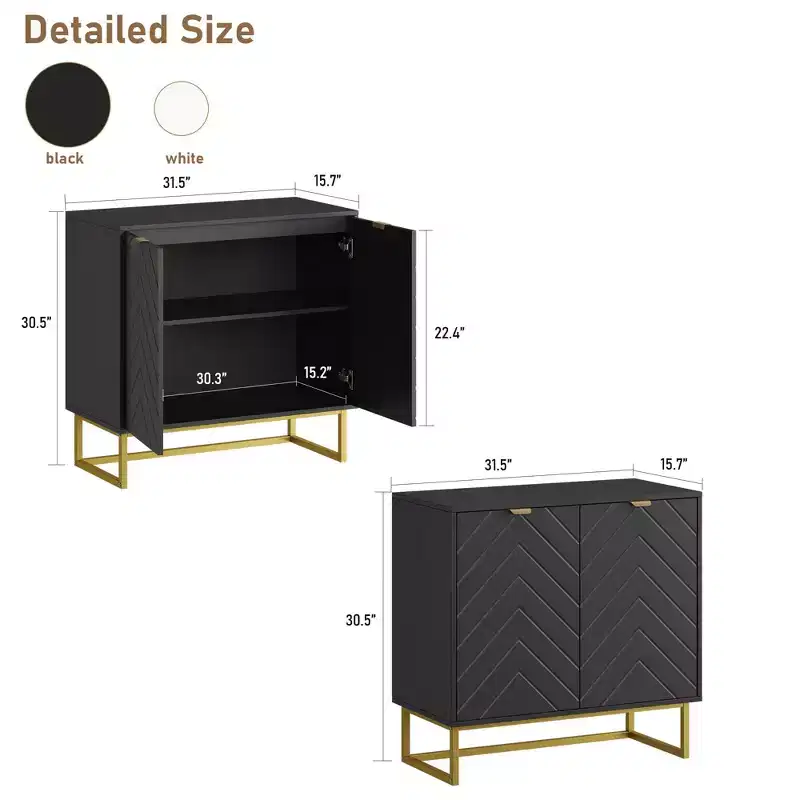 Modern Herringbone Sideboard Buffet Cabinet with Adjustable Shelf, Storage Console, for Dining Room Living Room Entryway