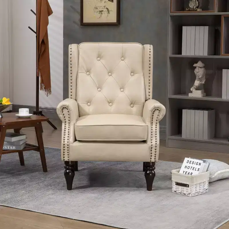 Okak Accent Chairs for Bedroom, Modern Wood Frame Armchair, Accent Chair Lounge Chair with Sturdy Wood Legs for Living Room