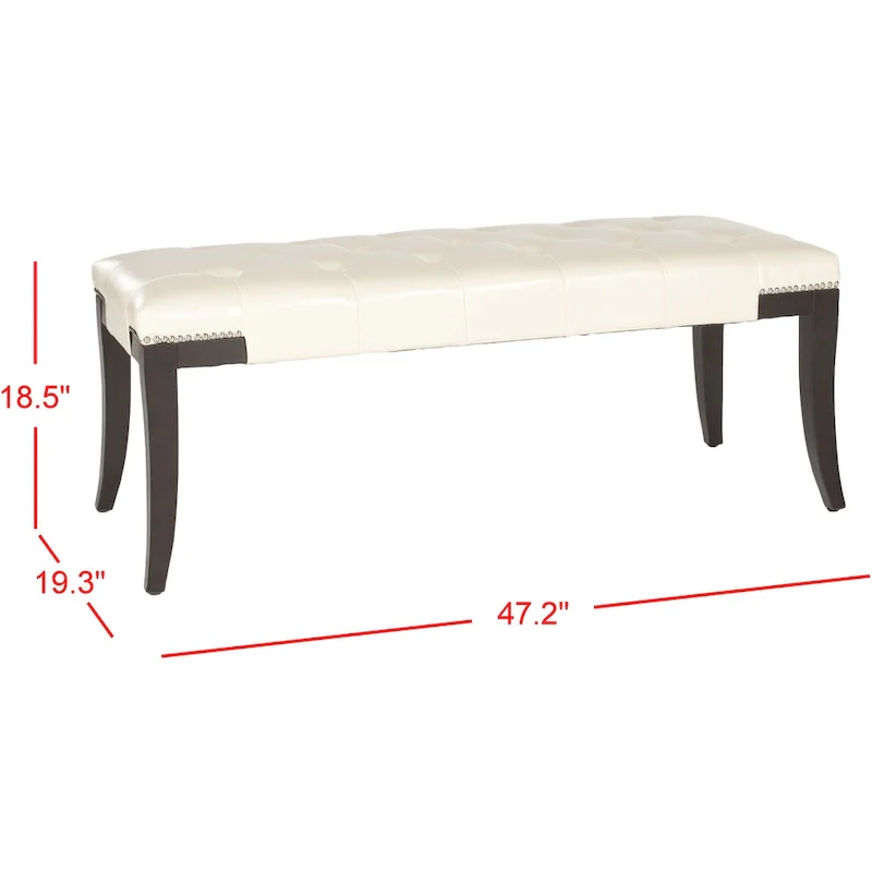 Cream Tufted Nailhead Bench - 48Wx20Dx19H