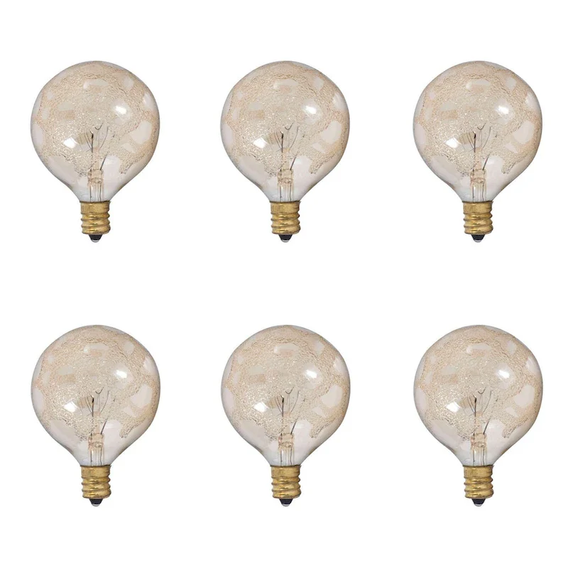 Bulbrite Crystal Collection Pack of (6) Globe Incandescent Light Bulbs with Amber Marble Glass Finish