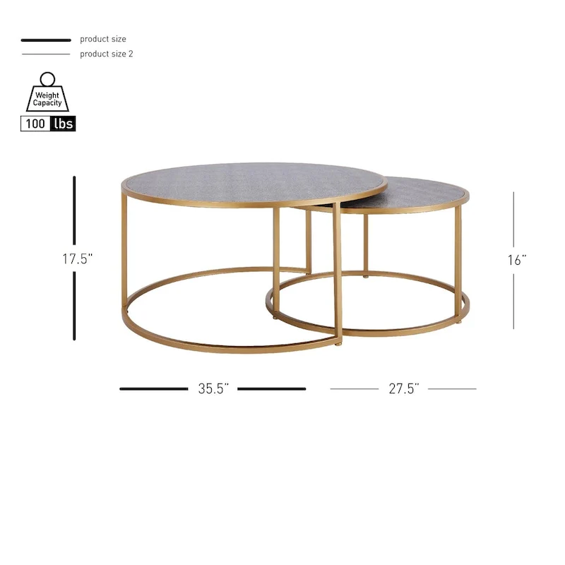 Anza Faux Shagreen Nesting Coffee Table Set of 2