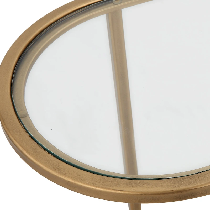 Antique Brushed Brass Nesting Tables, Set of 2 - 24W x 22H x 12.5D