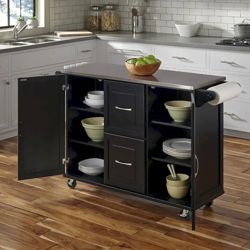Homestyles Dolly Madison Wood Kitchen Cart with Stainless Steel Top