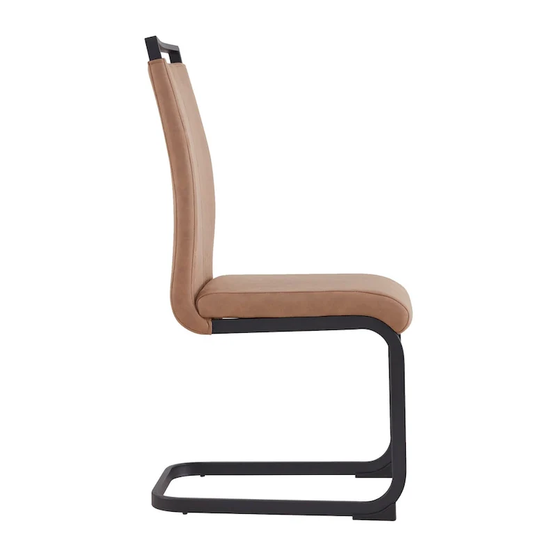 Dining Chair with C-shaped Chrome Metal Legs(Set of 4)