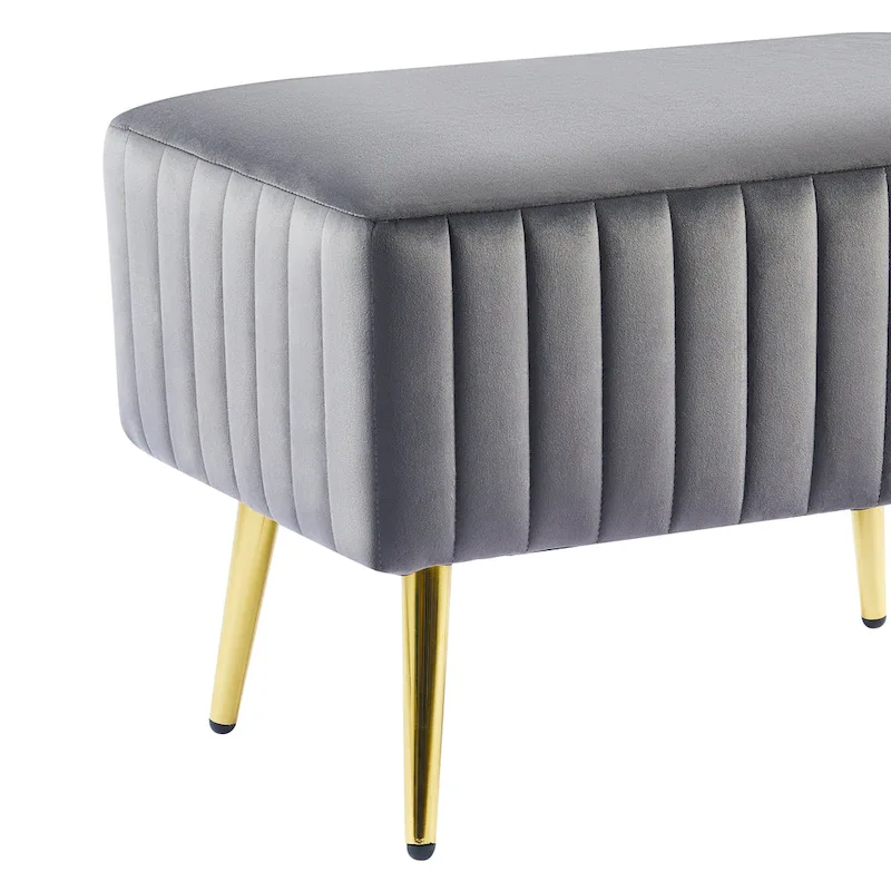 24-inch Modern Upholstered Entryway Bench with Velvet Seat