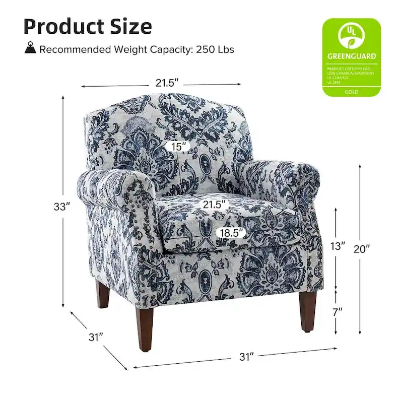 Giampiero Wooden Upholstery Armchair with Nailhead Trims by HULALA HOME