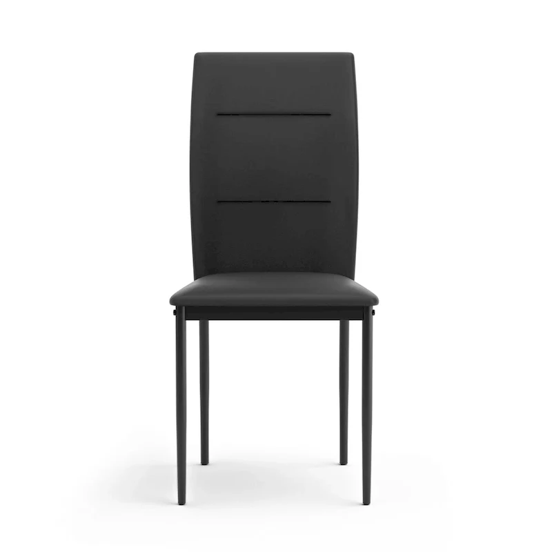 Furniture of America Luca Modern Black PU Leather Dining Chairs Set of 2