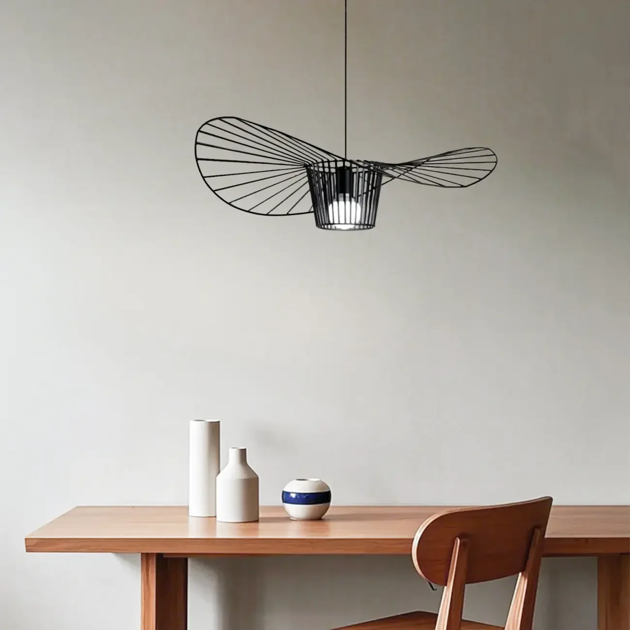 Contemporary Linear Wavey Lotus Leaf Hat Design Pendant Lamp