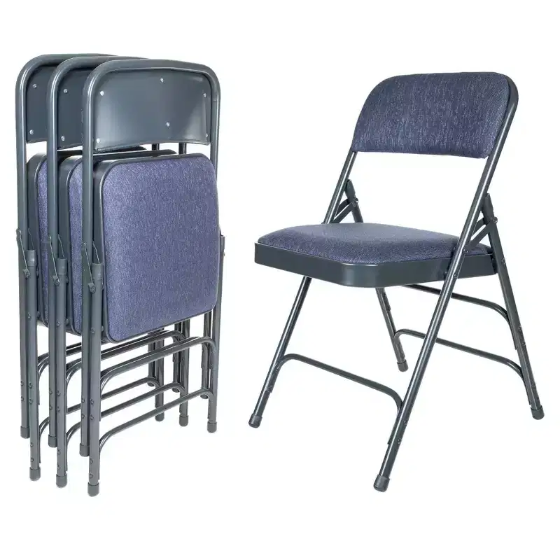 Set of 4 Deluxe Fabric Padded Triple Brace Folding Chairs - Hampden Furnishings