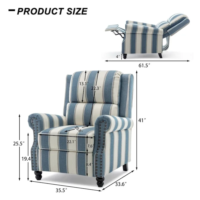 2 Set Modern Padded Seat Recliner Chair with PU Leather/Fabric