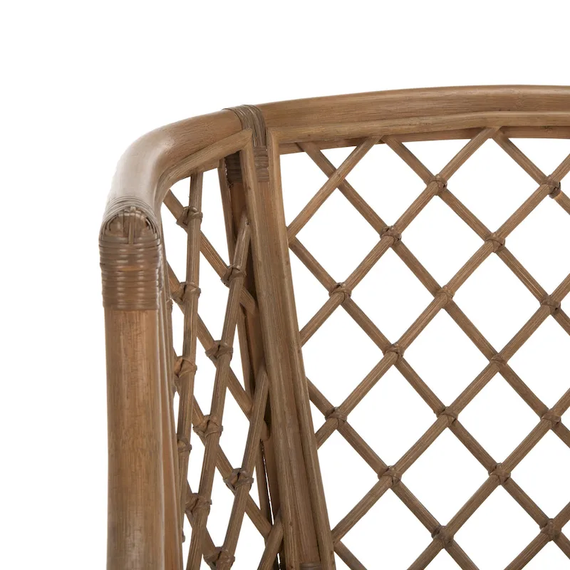 SAFAVIEH Theona Rattan Lattice Arm Chair - 22.3 W x 23 L x 31.3 H - 22Wx23Dx31H