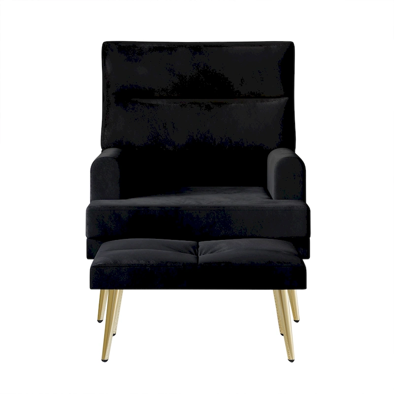 CraftPorch Modern Gold Legs Velvet Accent Chair with Ottoman
