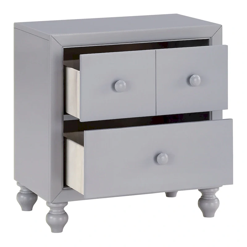 1pc Nightstand of Drawers Wood knobs Turned Feet
