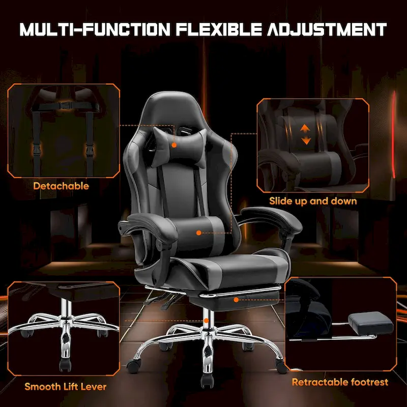 PU Leather Swivel Game Desk Chair