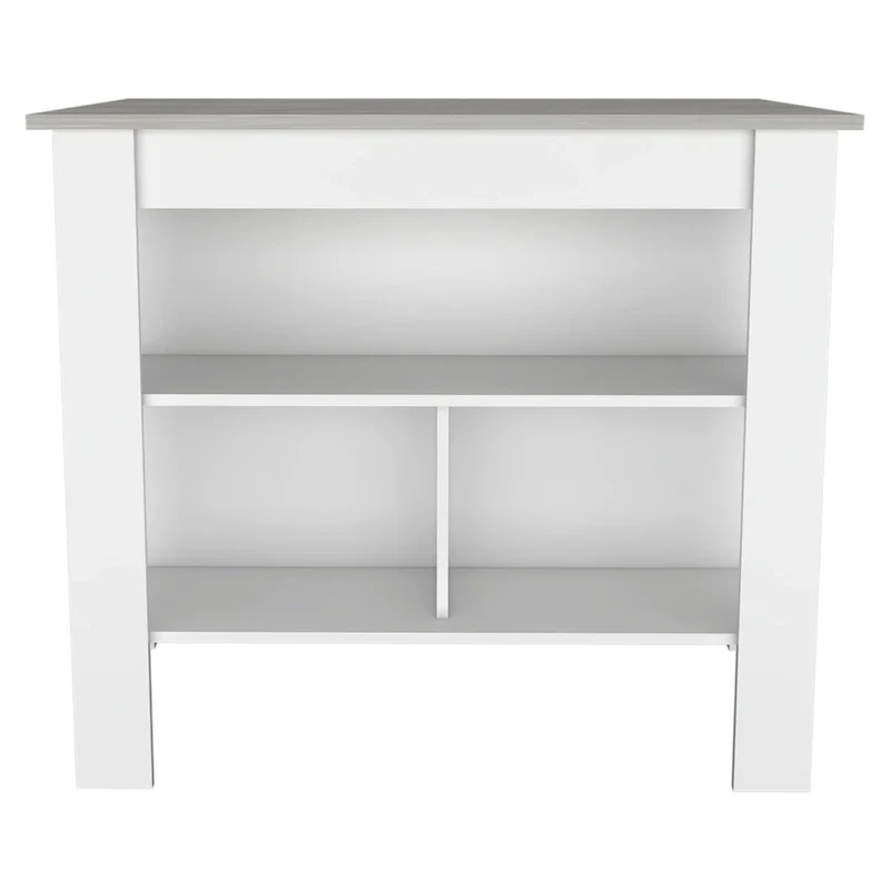 Rockaway 3-Shelf Kitchen Island White and Onix