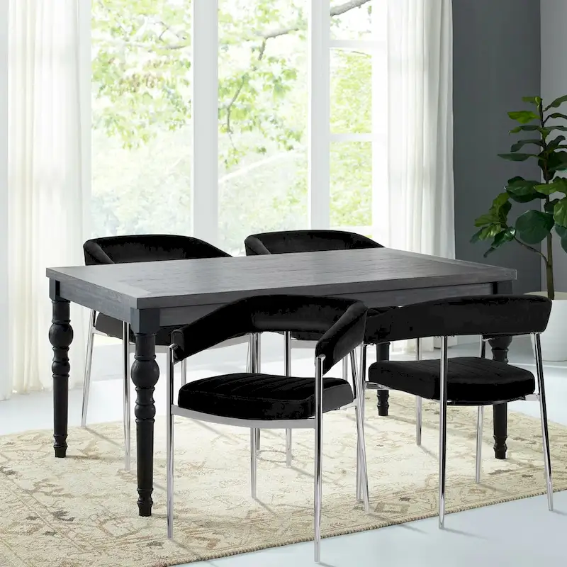 Velvet Dining Chair Arm Chair with Chrome Metal Legs