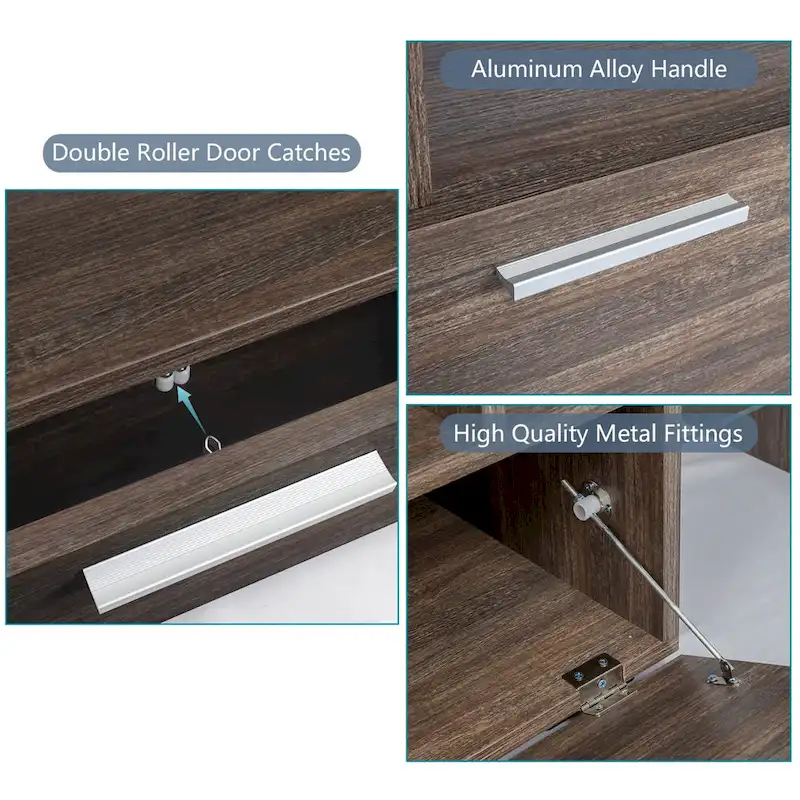 51 Modern LED TV Stand with Cabinet, 20 Minutes Quick Assembly - 51.18inch*13.78inch*17.72inch