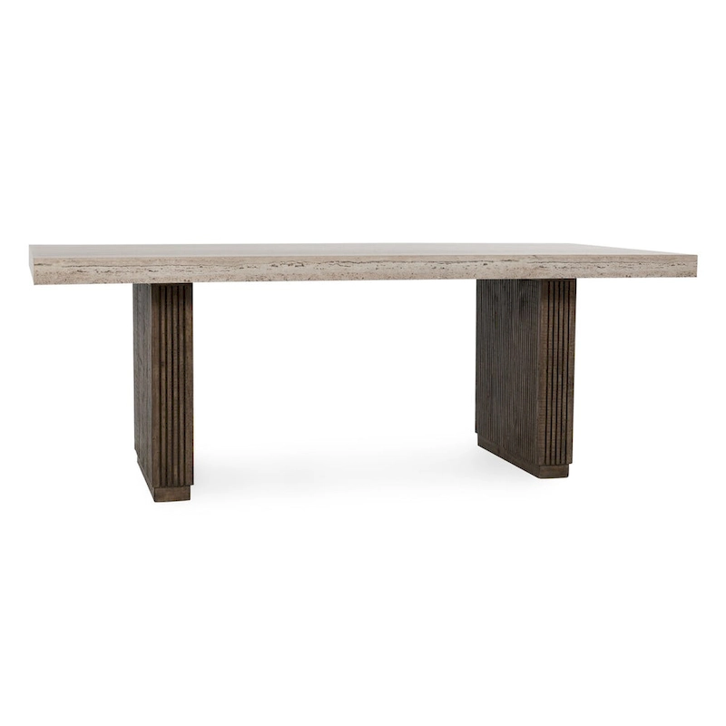 Ollie 82 Travertine Laminate Dining Table in Brown by Kosas Home
