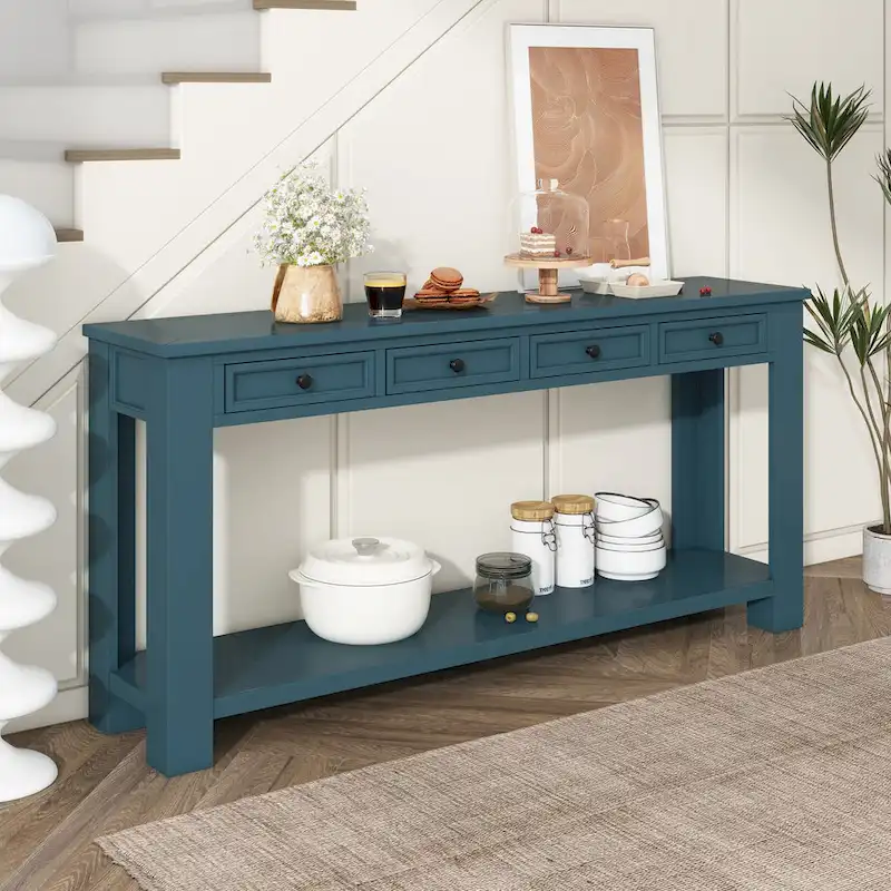 Rustic 4-drawer Entryway Console Table