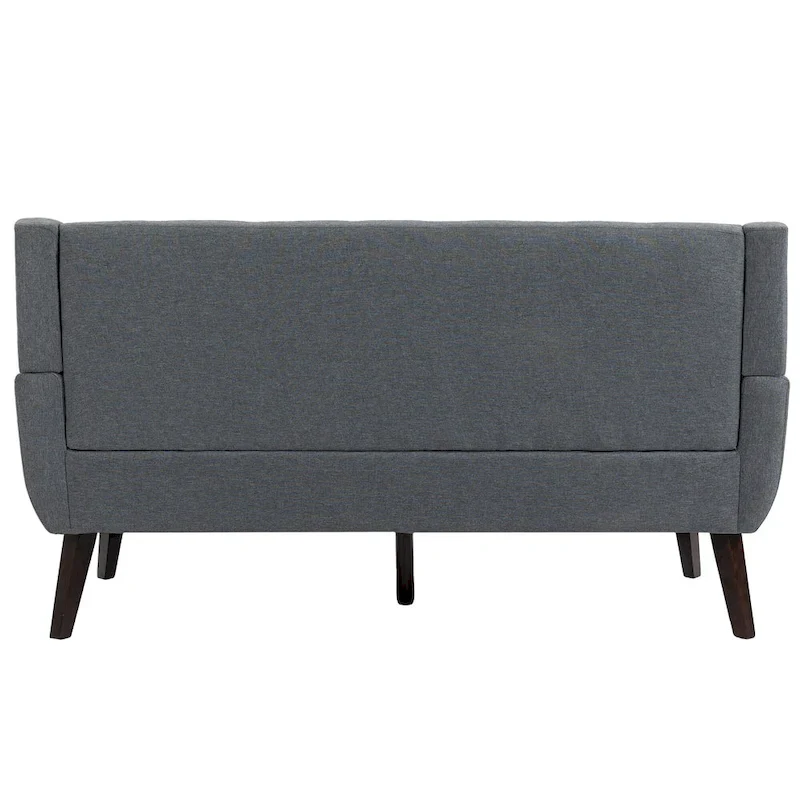 Tufted Linen/Cotton 2-Seater Sofa with Pillows