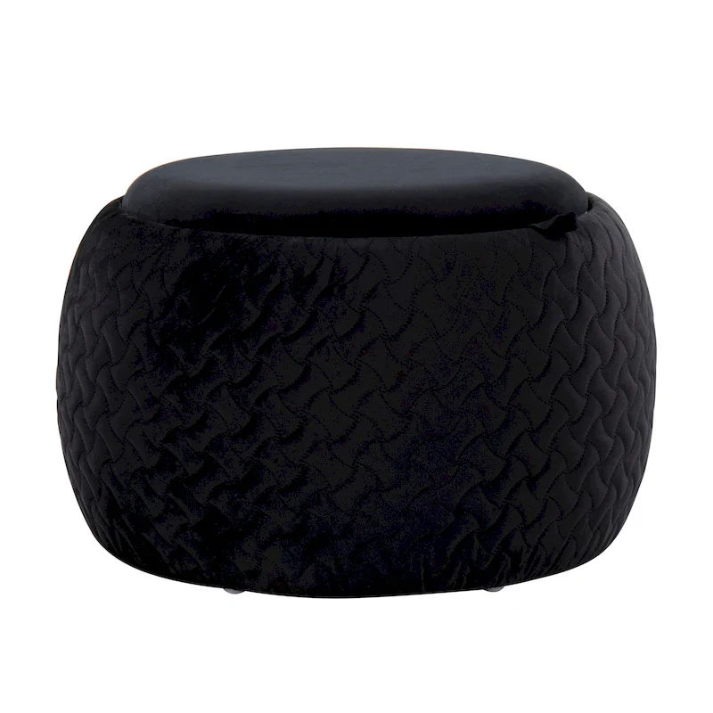 Carson Carrington Astrid Pouf with Natural Wood Tray Top