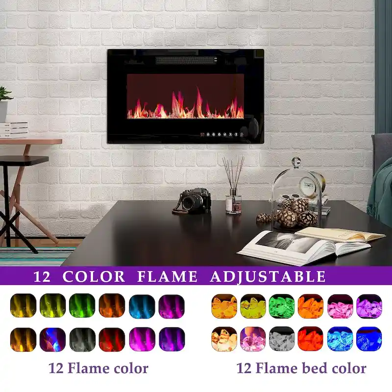 Ambient Electric Fireplace and Durable TV Stand Energy Efficient