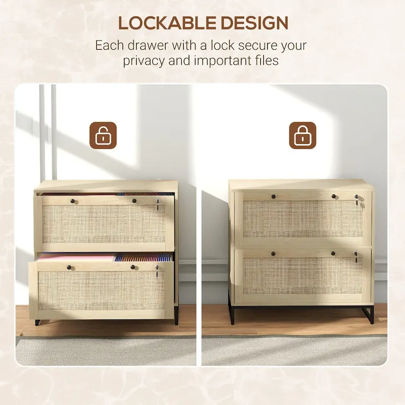 2-Drawer File Cabinet with Lock, Keys and Adjustable Hanging Bar