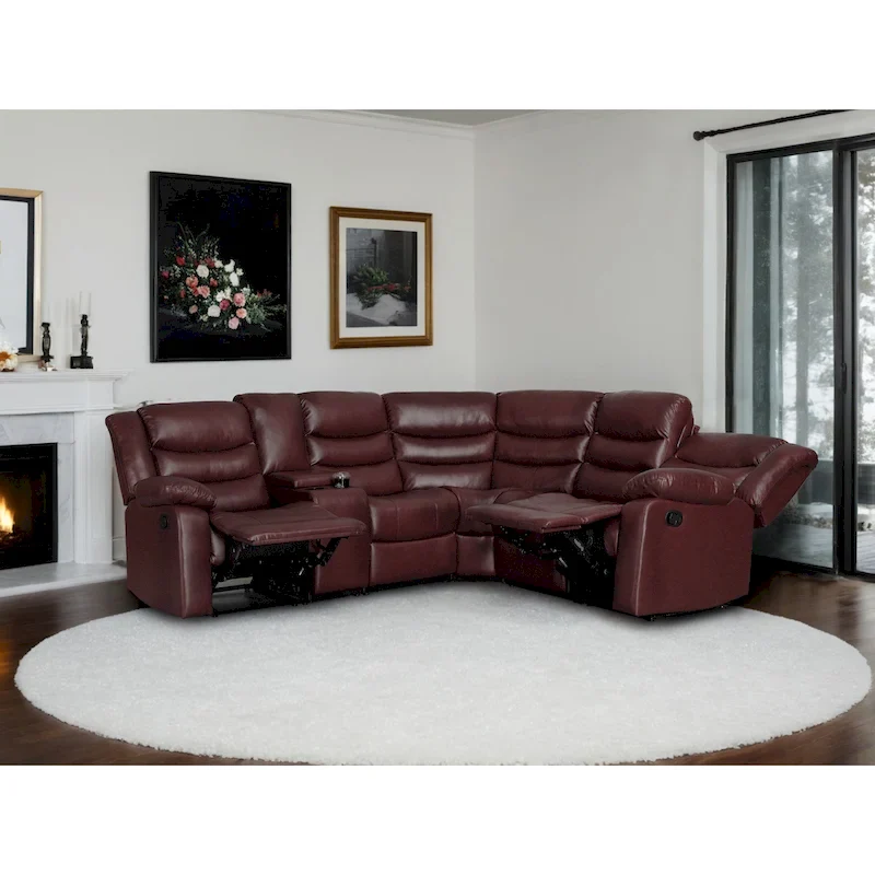 106 Manual Reclining Modular Sectional Couch with 1 Console & 2 Cup Holders, Living Room/Office