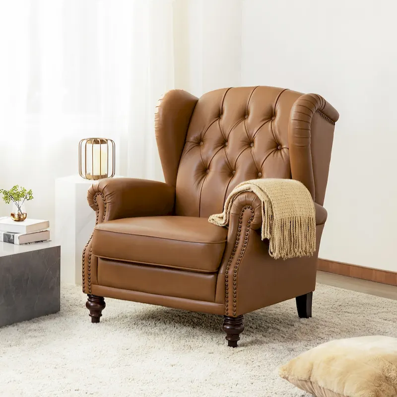 Alex Classic Leather Armchair with Nailhead Trim