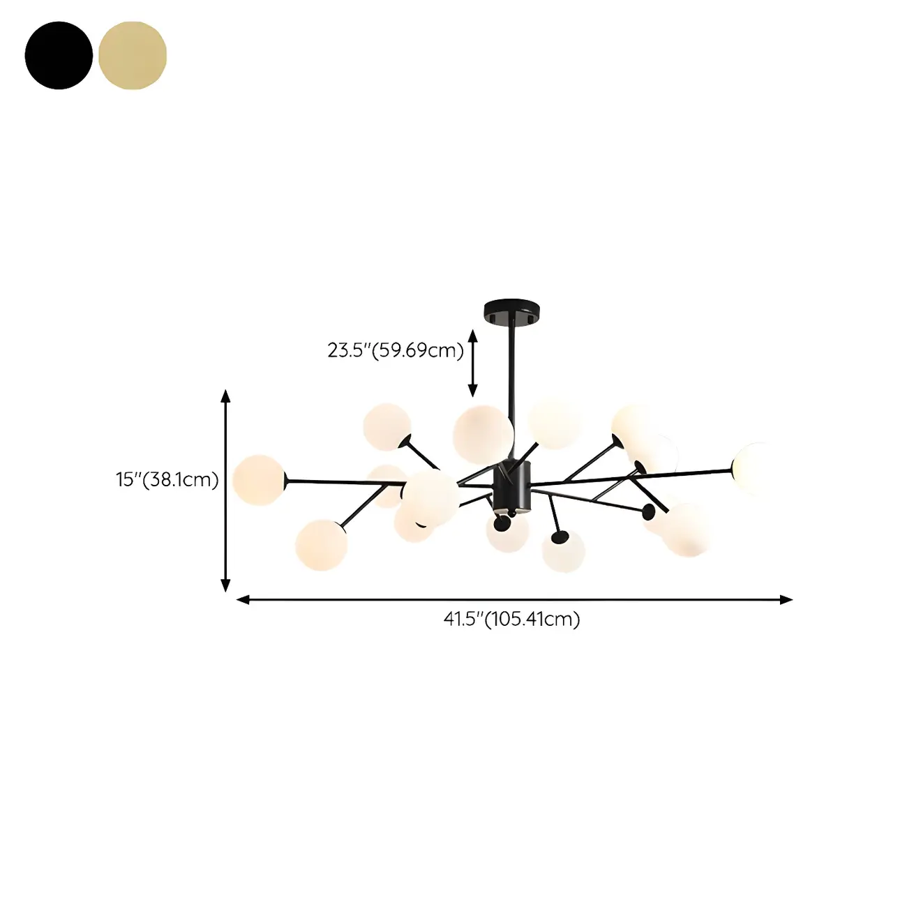 Mid-Century Modern White Globe Glass Sputnik Chandelier