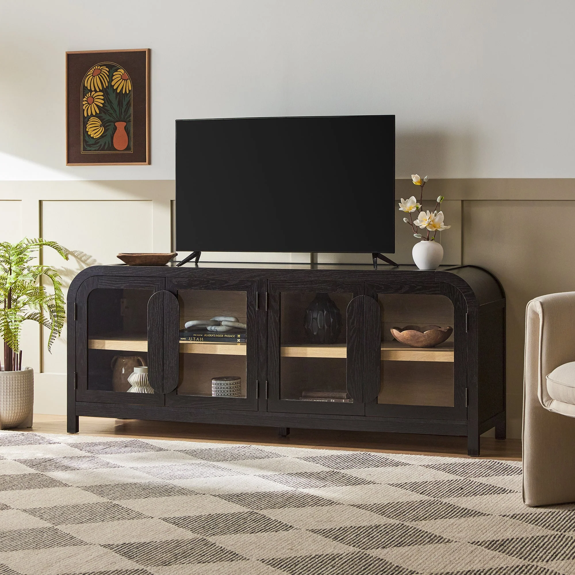 Chantelle Modern Curve Easy Assembly TV?Stand