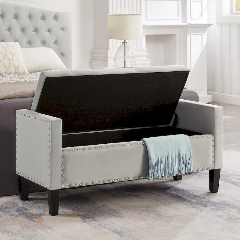 Entryway Living Room Soft Padded Seat with Armrest,Bed Bench