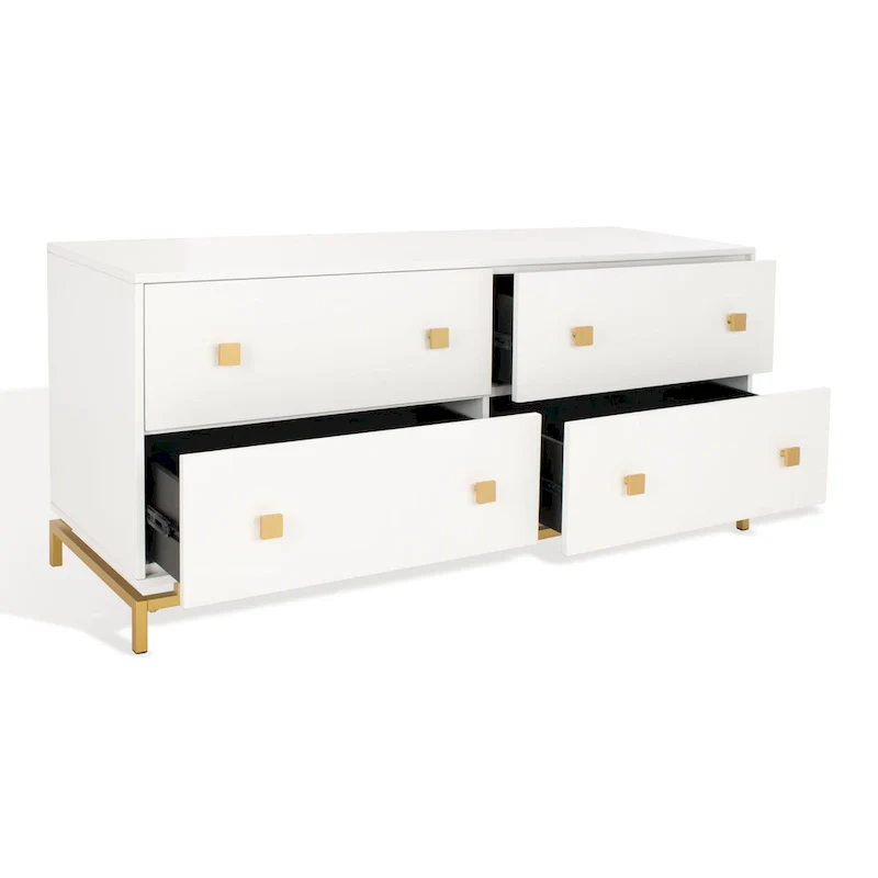 4-Drawer Dresser with Gold Accents - White/Taupe/Black