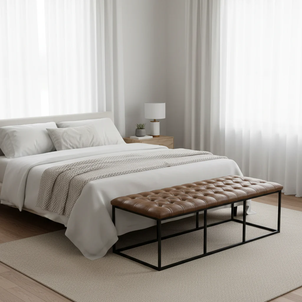 Light Brown Tufted Footstool