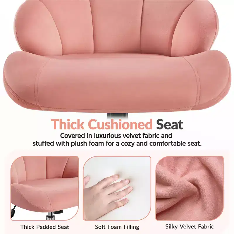 Yaheetech Set of 2 Swivel Upholstered Desk Chair with Tufted Shell-Shaped Back and Adjustable Seat Height