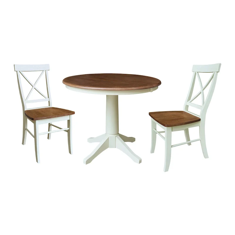 36 Round Extension Dining Table with X-Back Chairs