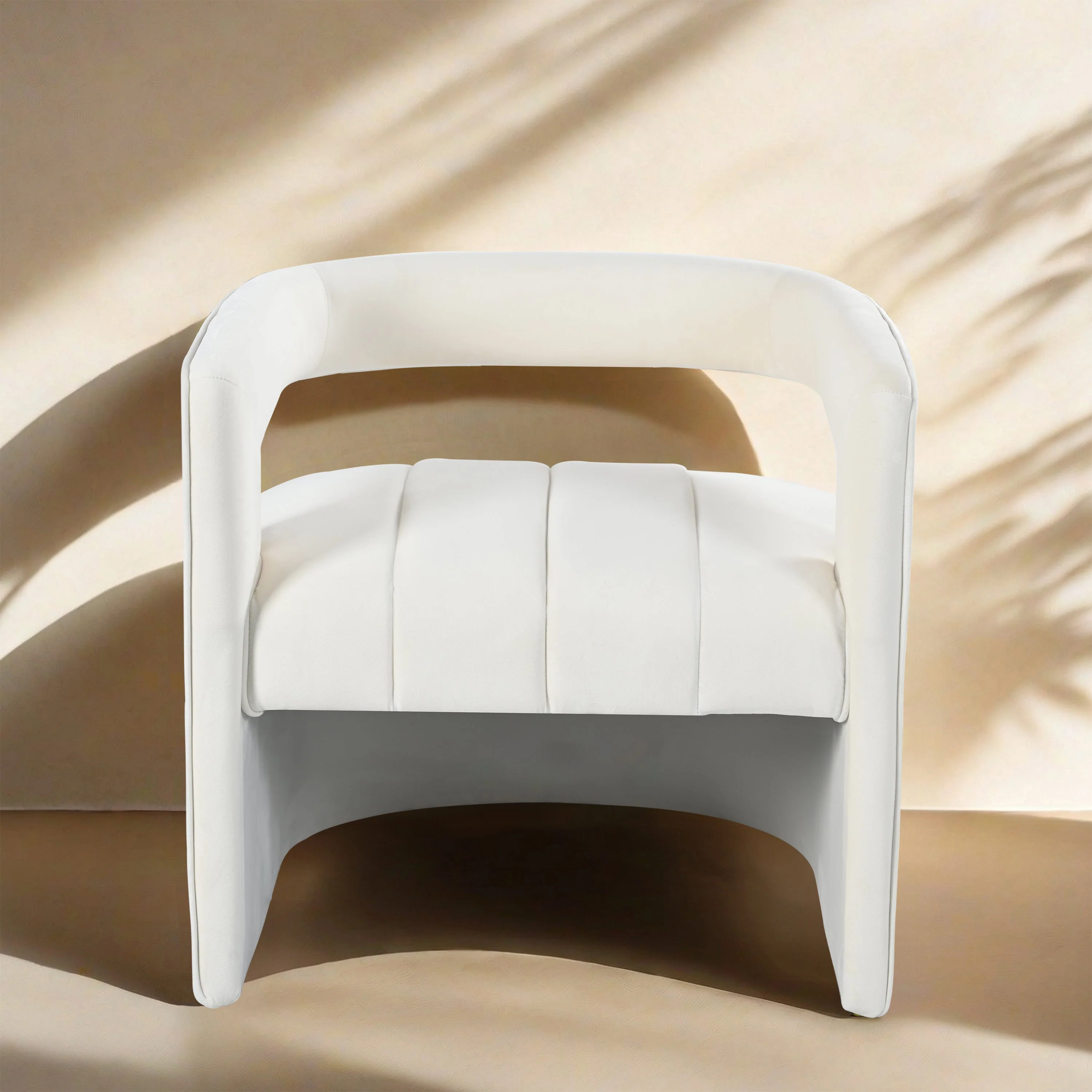 Contemporary Curved Armchair with Waist Pillow