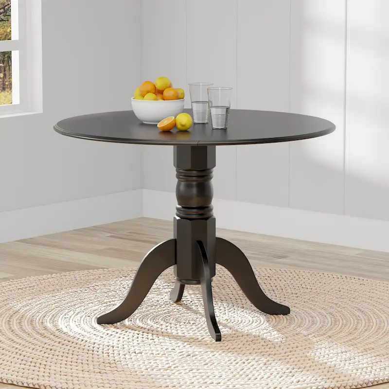 42 Wood Pedestal Base Double Drop Leaf Dining Table