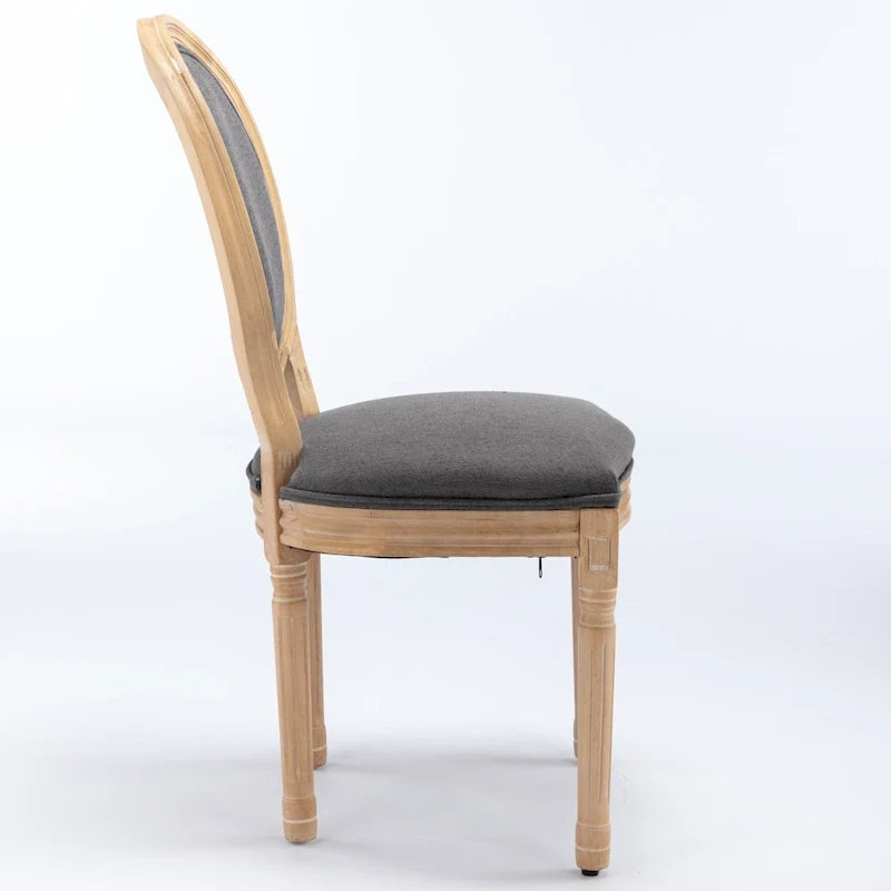 Solid Wood Dining Chair with Linen Upholstery, Set of 2