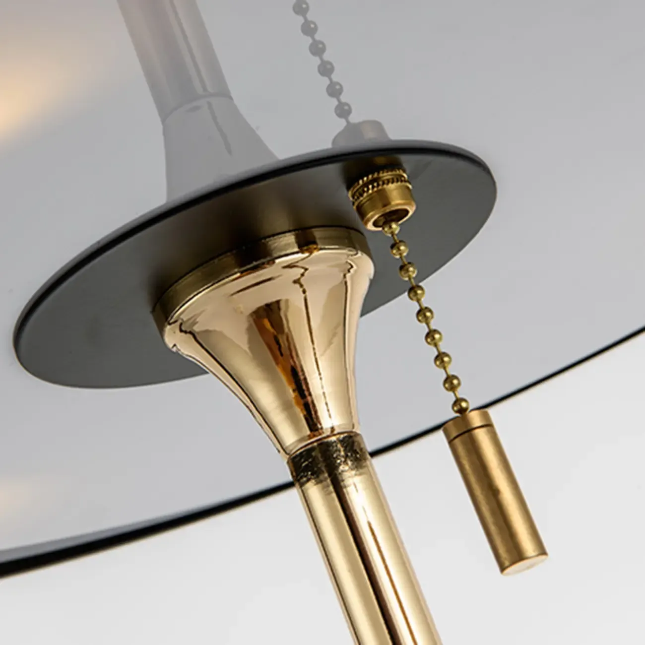 Gold Geometric Bedside Lamp with Pull Chain Switch